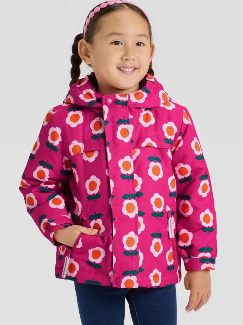 Cat & Jack 3-in-1 Snowplay Jacket All-Weather Coat Pink Floral Toddler Girl 18M